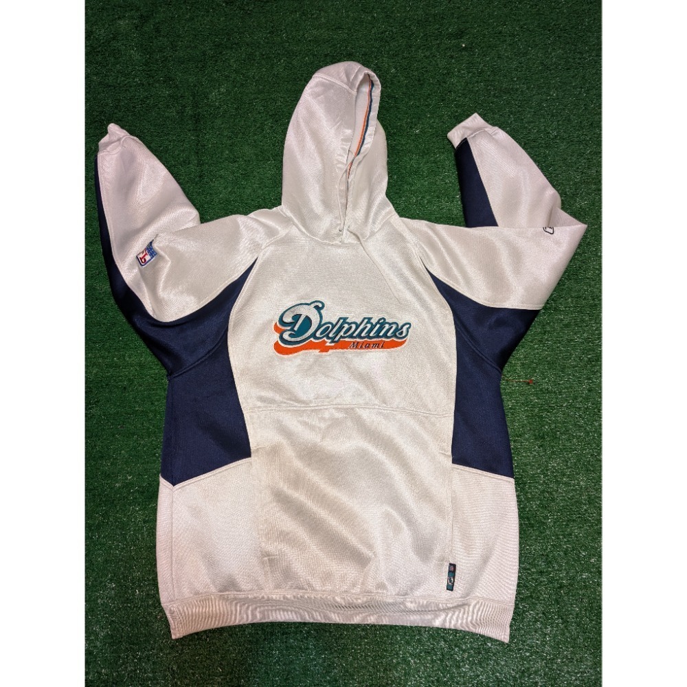 Y2K Reebok Dolphins Hoodie NFL Football Embroidered Spellout Pullover‎ Medium